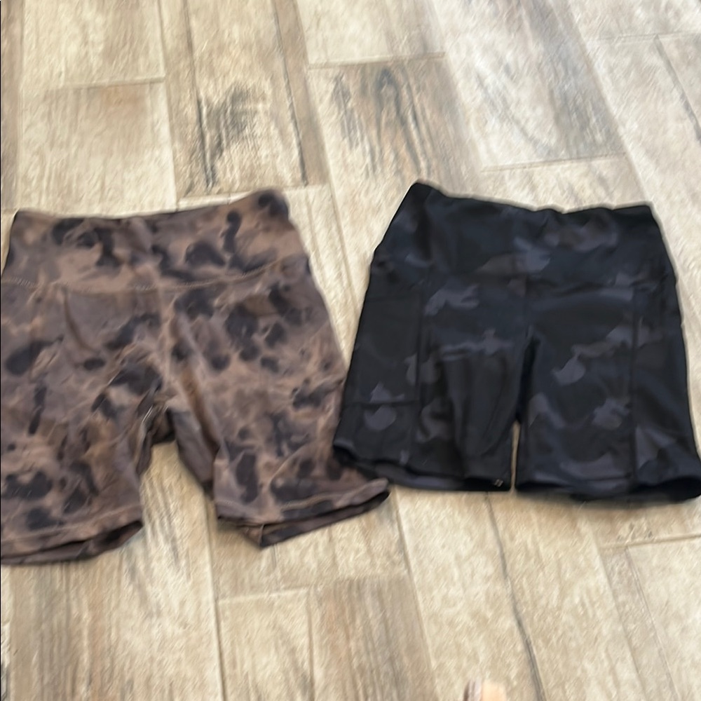 Brown and Black Camouflage Shorts Set
